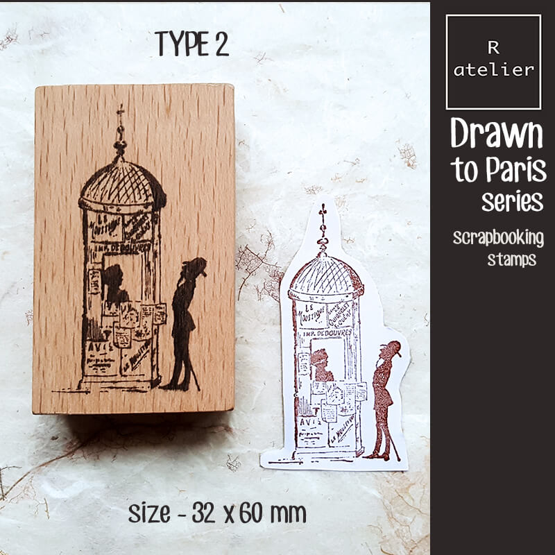 Drawn to Paris City Scene Scrapbooking Wooden Stamps