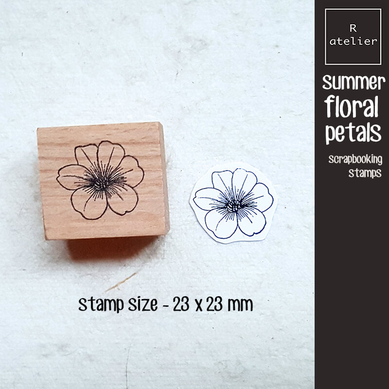 Summer Floral Flower Petals Scrapbooking Wooden Stamp