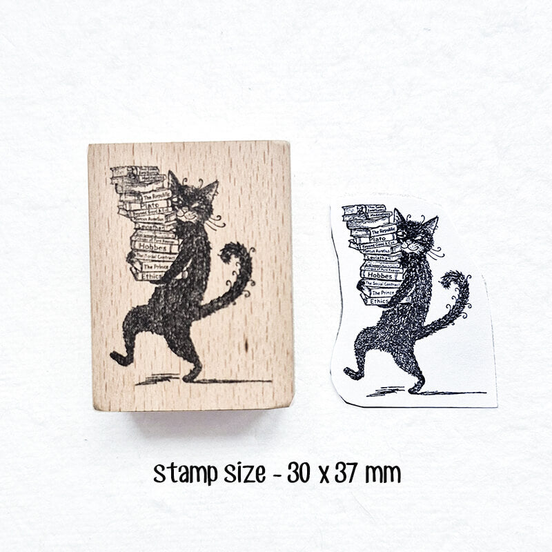 Whimsical Kitty Cat Scrapbooking Wooden Stamp