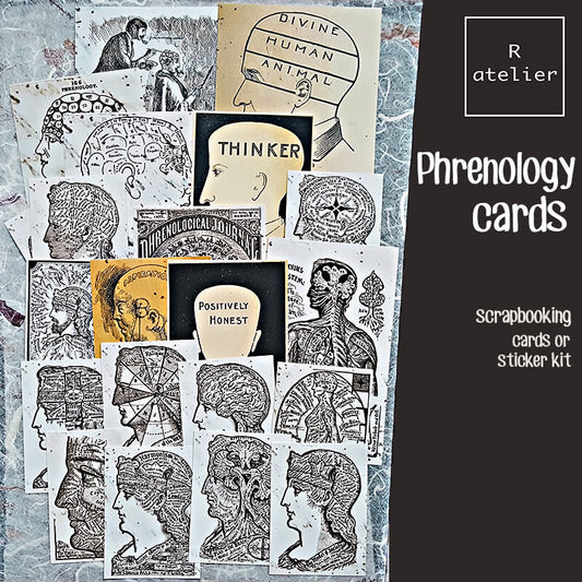 Phrenology Scrapbooking Cards and Stickers Ephemera Kit