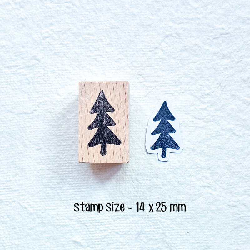 Little Pine Xmas Trees Forest Scrapbooking Wooden Stamp