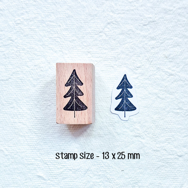 Little Pine Xmas Trees Forest Scrapbooking Wooden Stamp
