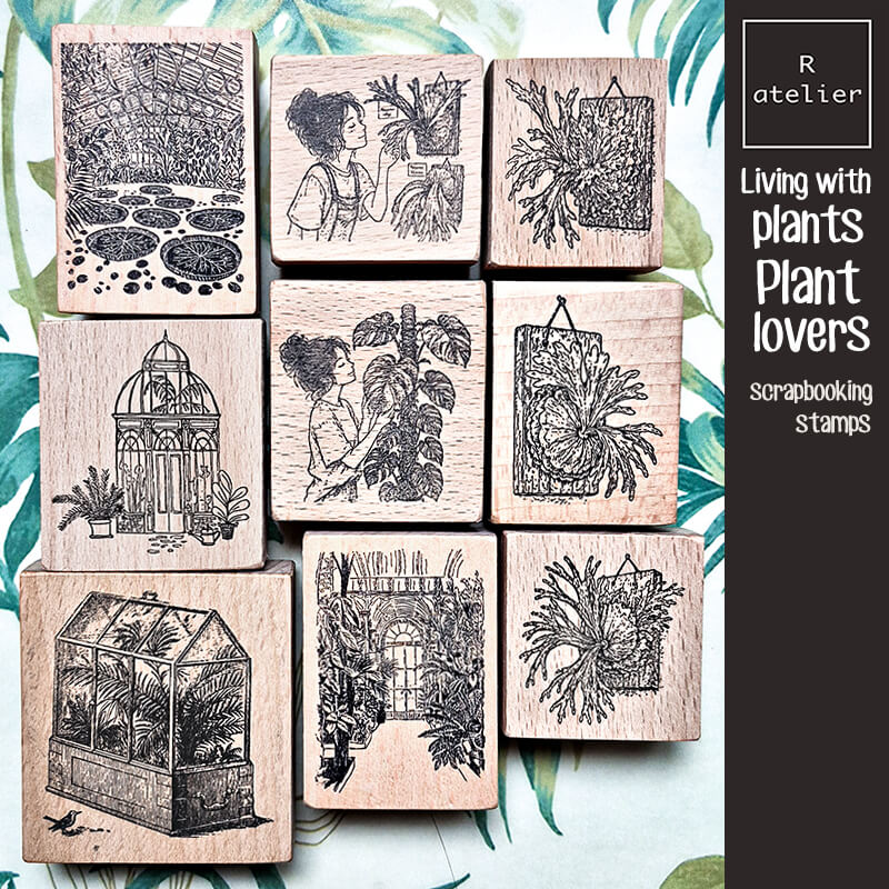 Plant Lovers Botanical Scrapbooking Wooden Stamp