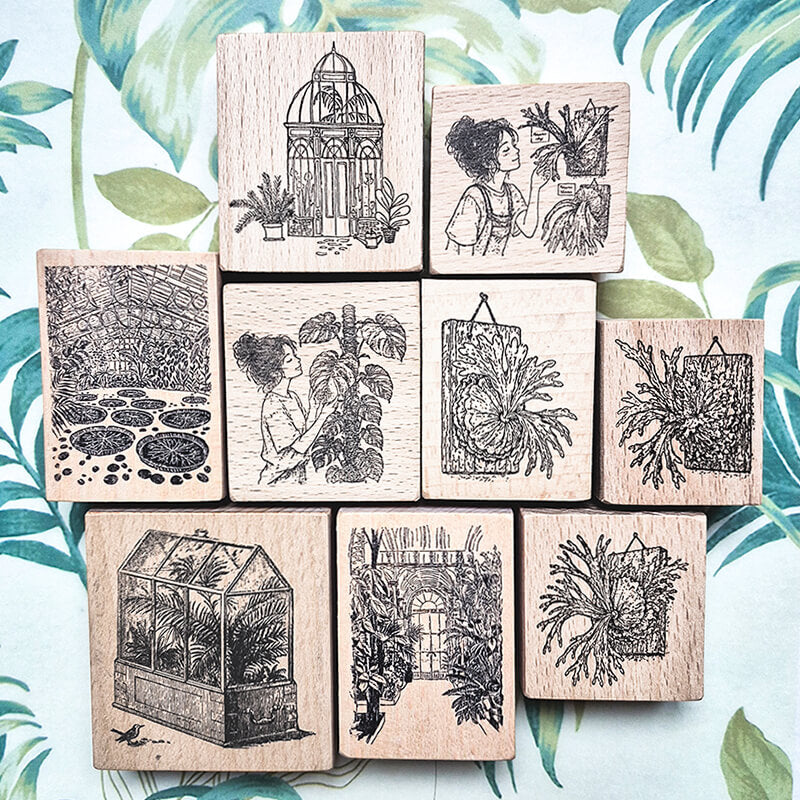 Plant Lovers Botanical Scrapbooking Wooden Stamp