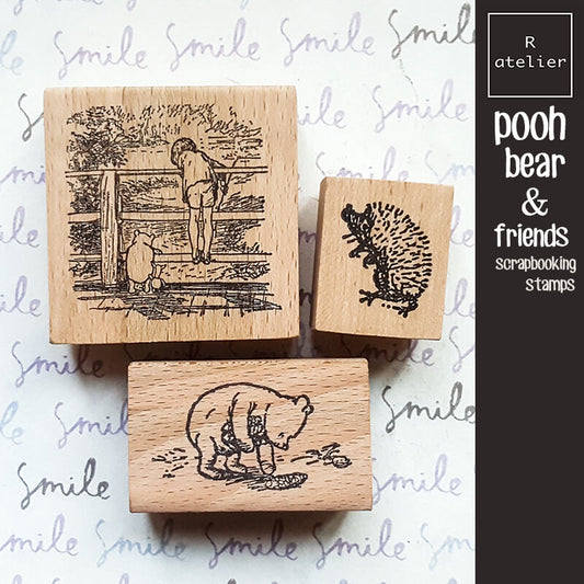 Little Pooh Bear Story Scrapbooking Wooden Stamp