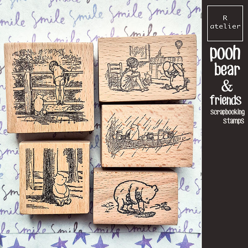 Little Pooh Bear Story Scrapbooking Wooden Stamp