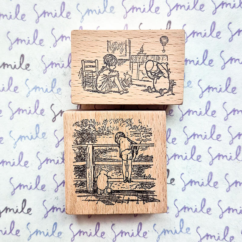 Little Pooh Bear Story Scrapbooking Wooden Stamp