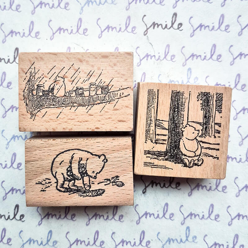 Little Pooh Bear Story Scrapbooking Wooden Stamp