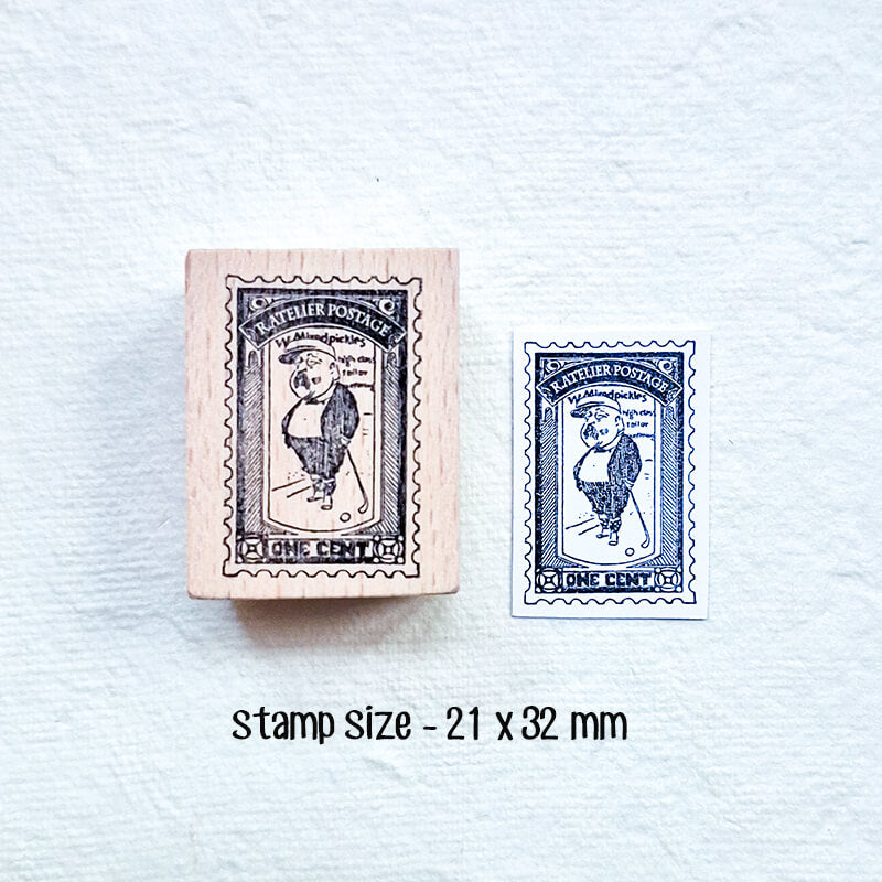 Whimsical Professor Gentleman Postage Stamps Scrapbooking Wooden Stamp