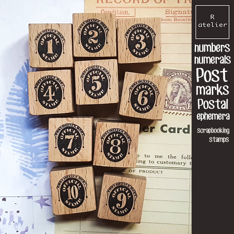 Postage Numbers Numerals Postmarks Scrapbooking Wooden Stamp