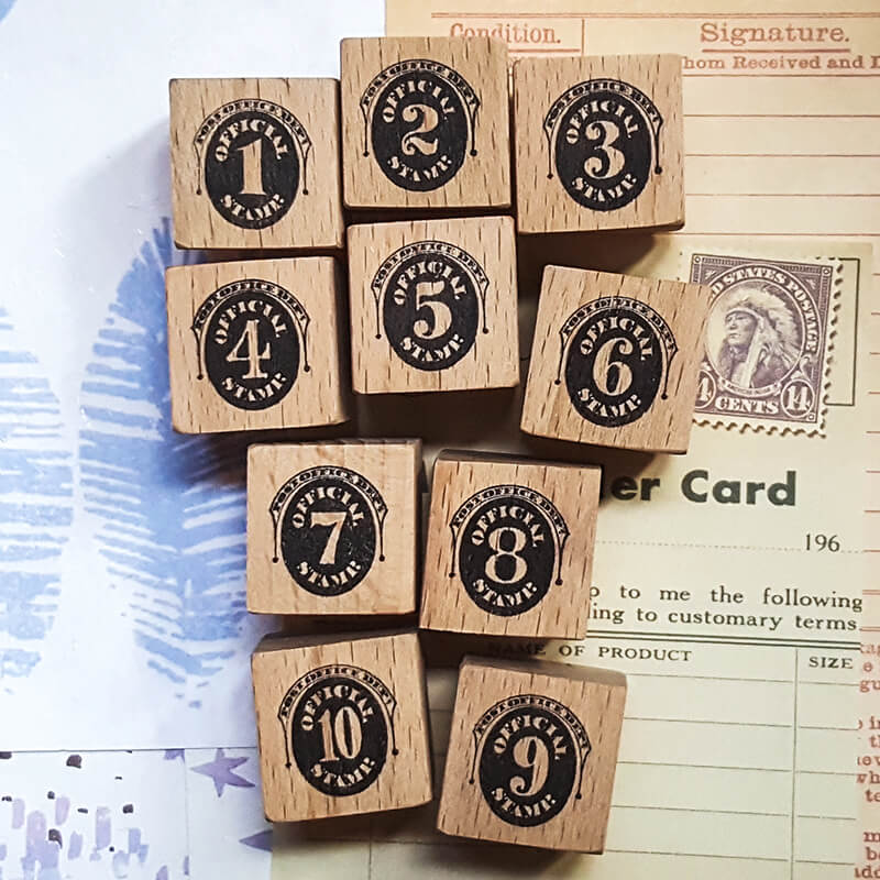 Numbers Numerals Postmarks Postal Ephemera Scrapbooking Wooden Stamp