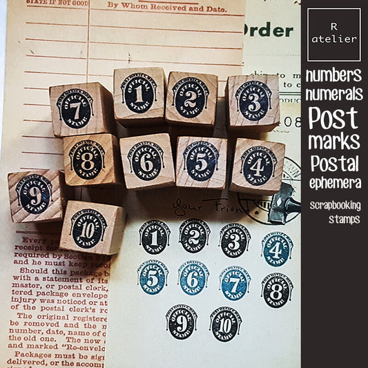 Numbers Numerals Postmarks Postal Ephemera Scrapbooking Wooden Stamp