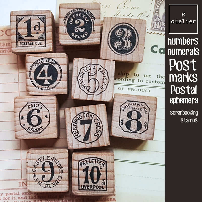 Postage Numbers Numerals Postmarks Scrapbooking Wooden Stamp