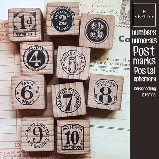 Postage Numbers Numerals Postmarks Scrapbooking Wooden Stamp