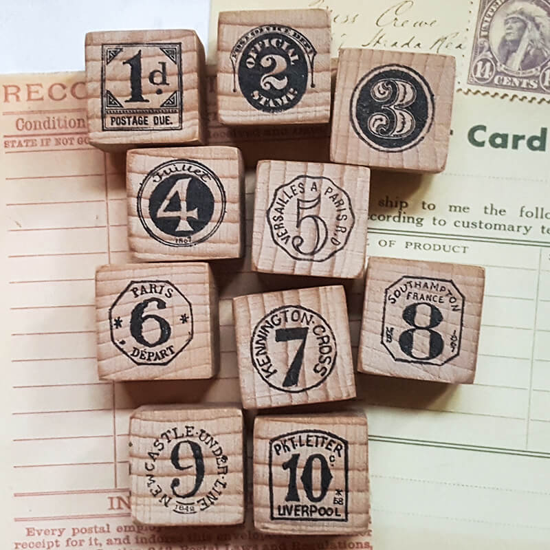 Numbers Numerals Postmarks Postal Ephemera Scrapbooking Wooden Stamp