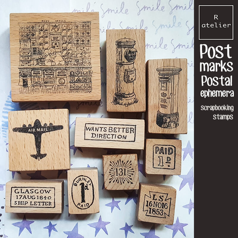 Postmarks Postal Ephemera Scrapbooking Wooden Stamp