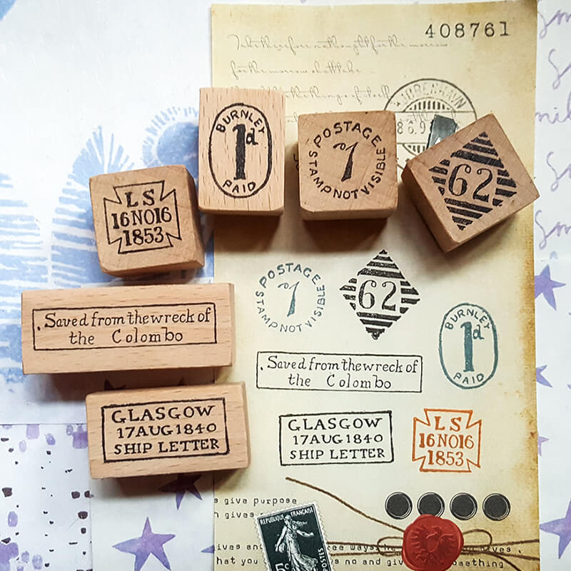 Postmarks Postal Ephemera Scrapbooking Wooden Stamp