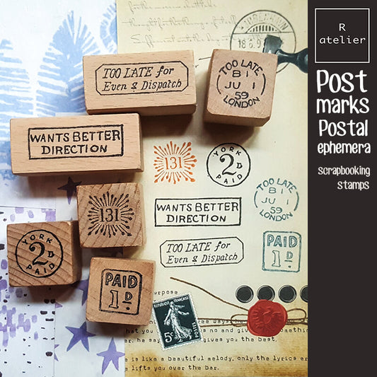 Postmarks Postal Ephemera Scrapbooking Wooden Stamp