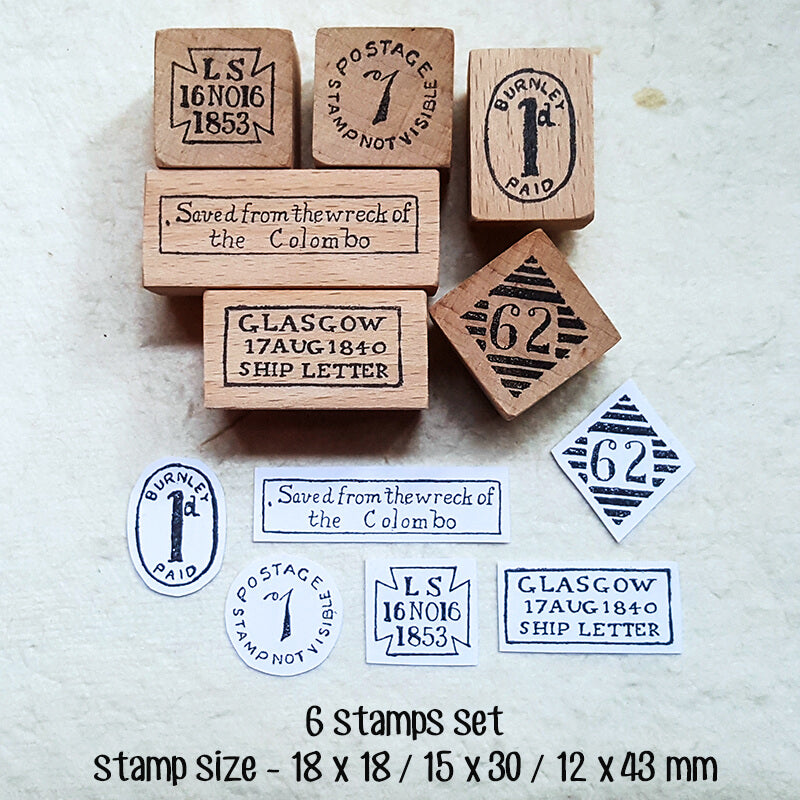 Postmarks Postal Ephemera Scrapbooking Wooden Stamp