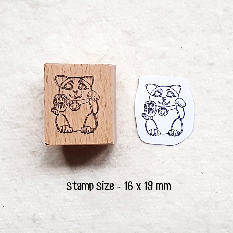 Prosperity Cats Japan Travelogue Scrapbooking Wooden Stamp