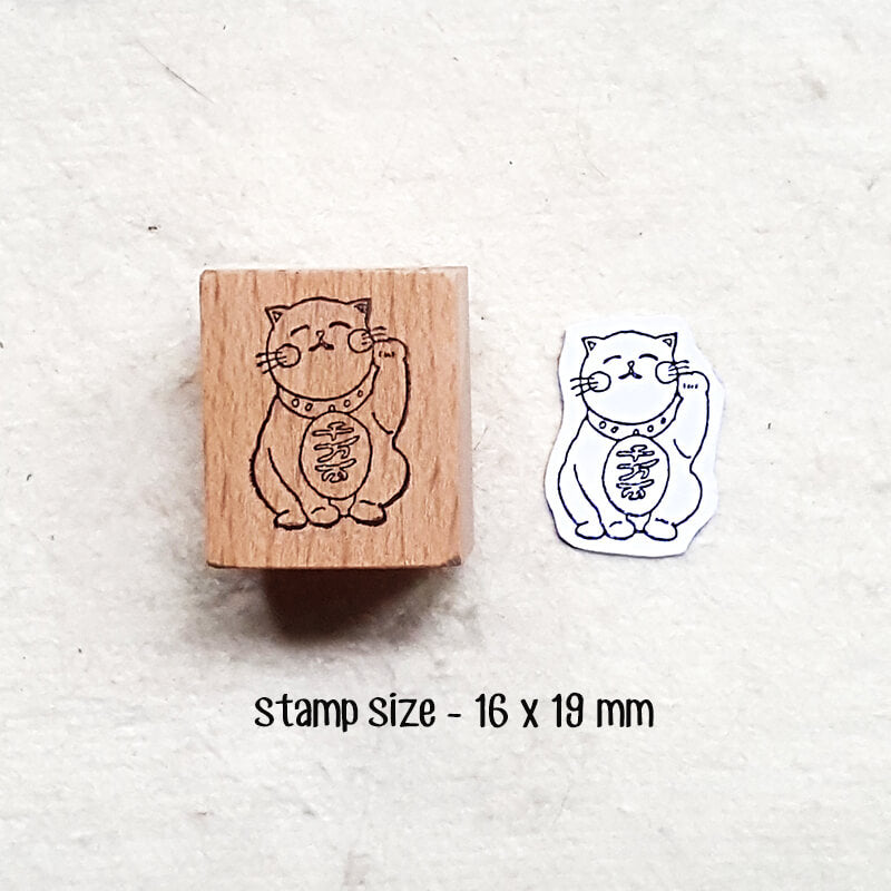 Prosperity Cats Japan Travelogue Scrapbooking Wooden Stamp