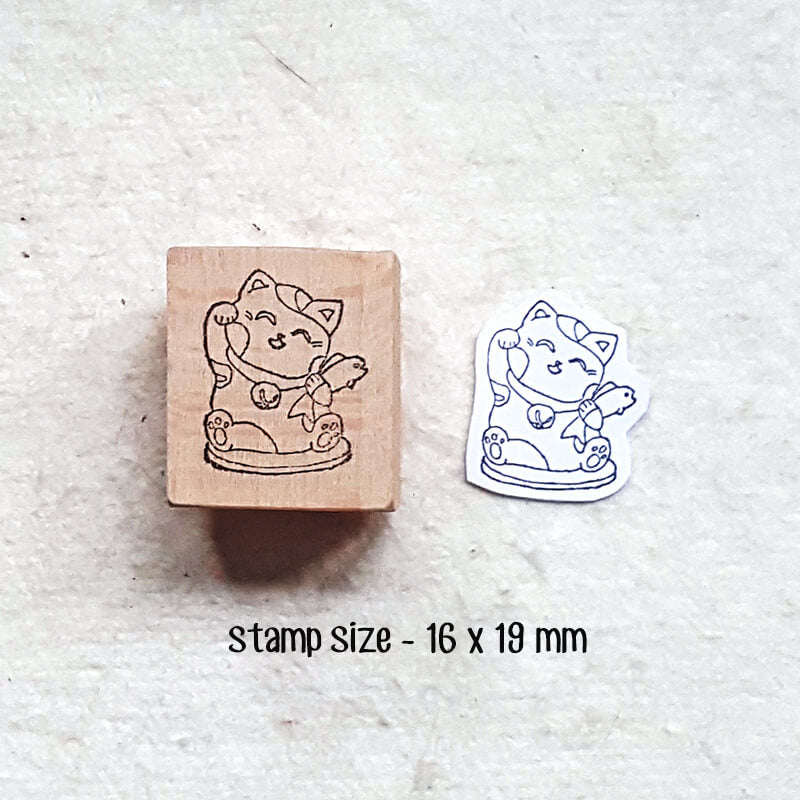 Prosperity Cats Japan Travelogue Scrapbooking Wooden Stamp