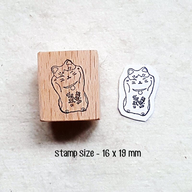 Prosperity Cats Japan Travelogue Scrapbooking Wooden Stamp