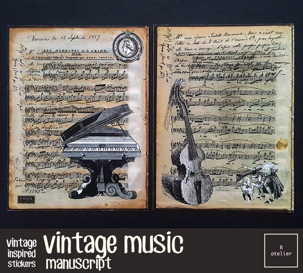 Vintage Music Manuscripts Scrapbooking Washi Stickers