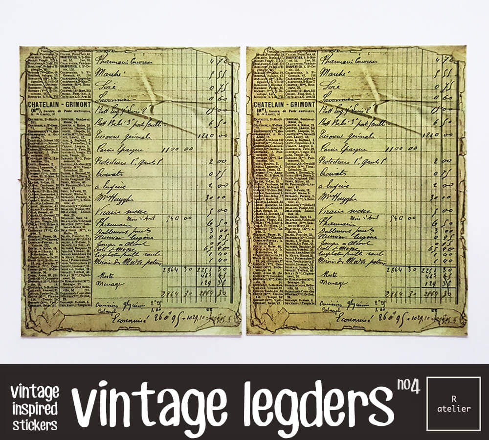 Ledgers, Manuscript and Adverts Scrapbooking Washi Stickers
