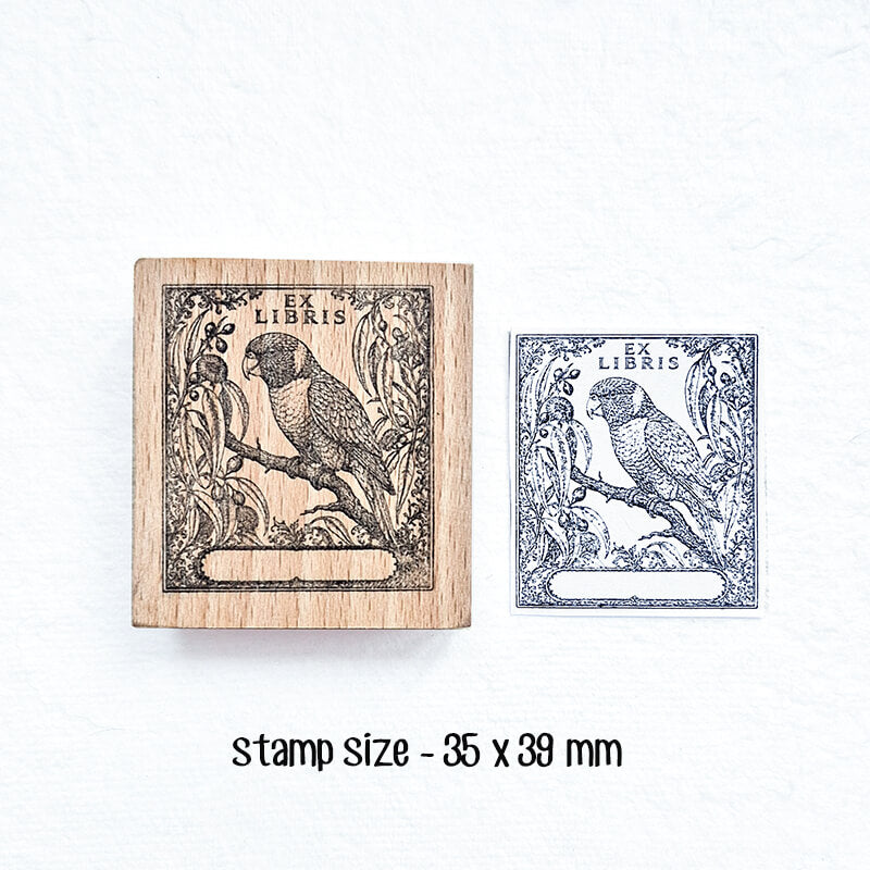 Tropical Birds Ferns Nature Bookplate Scrapbooking Wooden Stamp