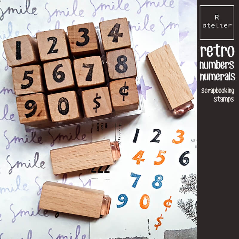 Vintage Retro Numbers Numerals Scrapbooking Wooden Stamp