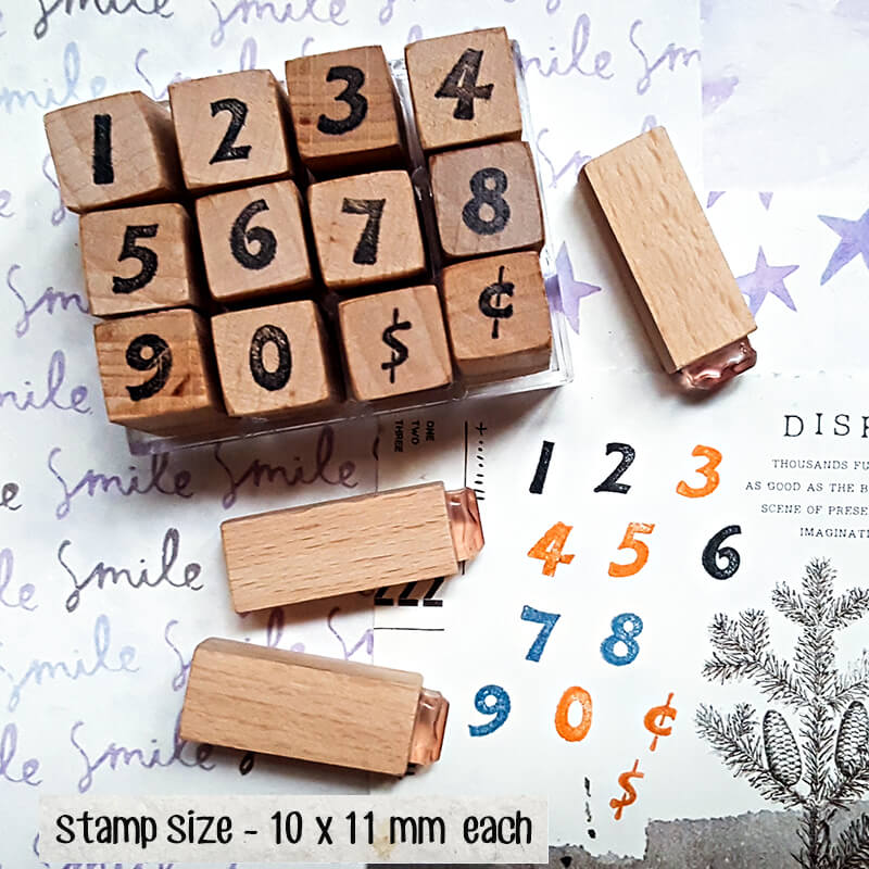 Vintage Retro Numbers Numerals Scrapbooking Wooden Stamp