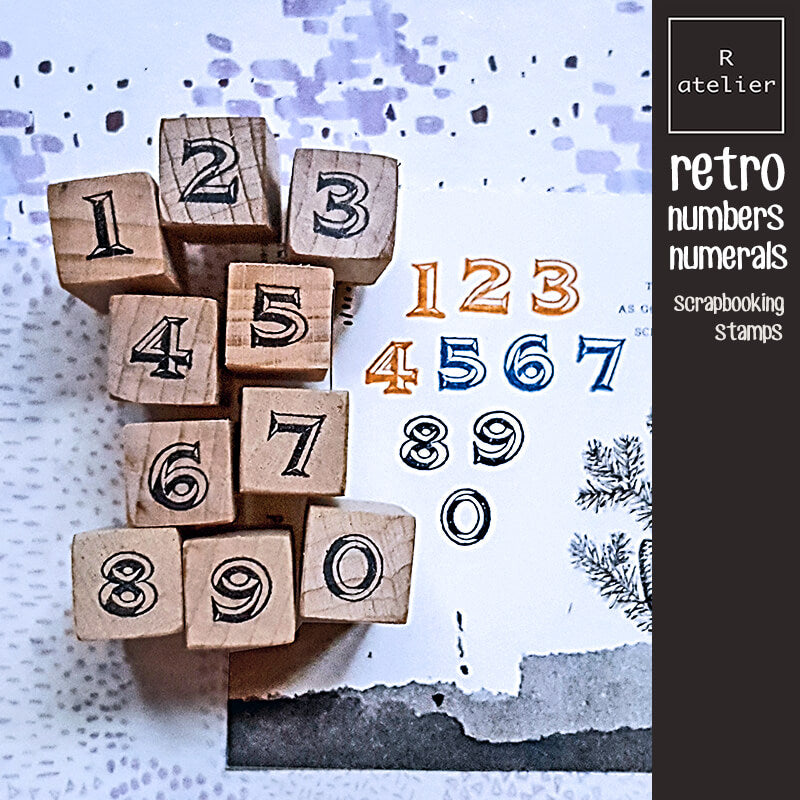 Retro Numbers Scrapbooking Wooden Stamp