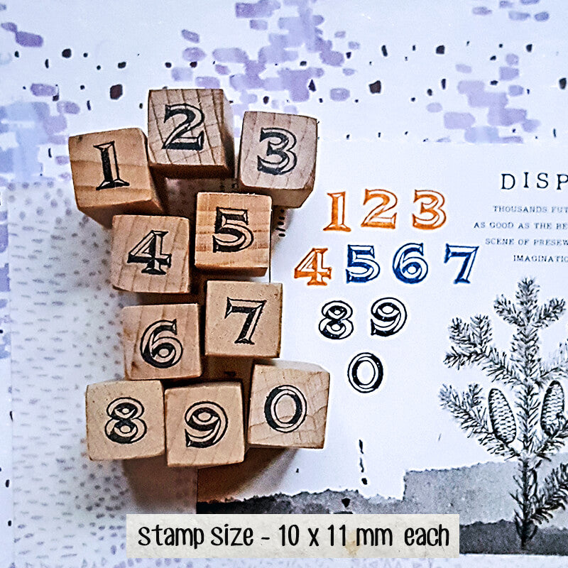 Retro Numbers Scrapbooking Wooden Stamp