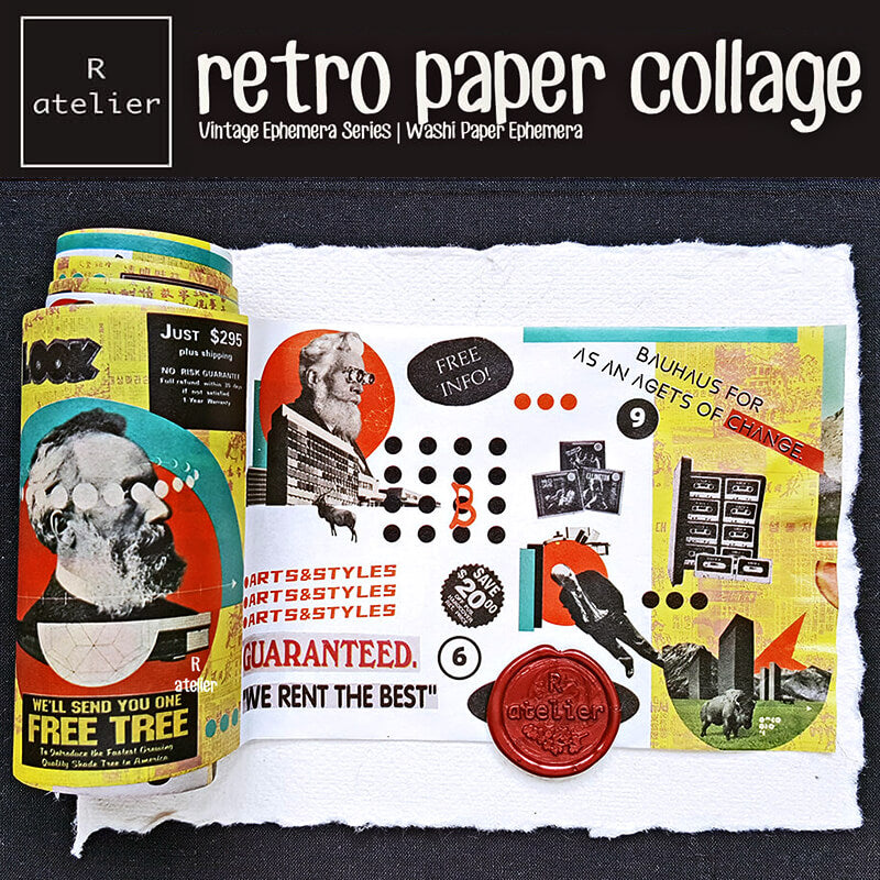 Retro Washi Scrapbooking Paper Collage