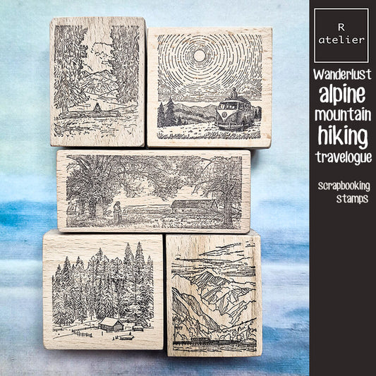 Wanderlust Road Trip Hiking Travelogue Scrapbooking Wooden Stamp