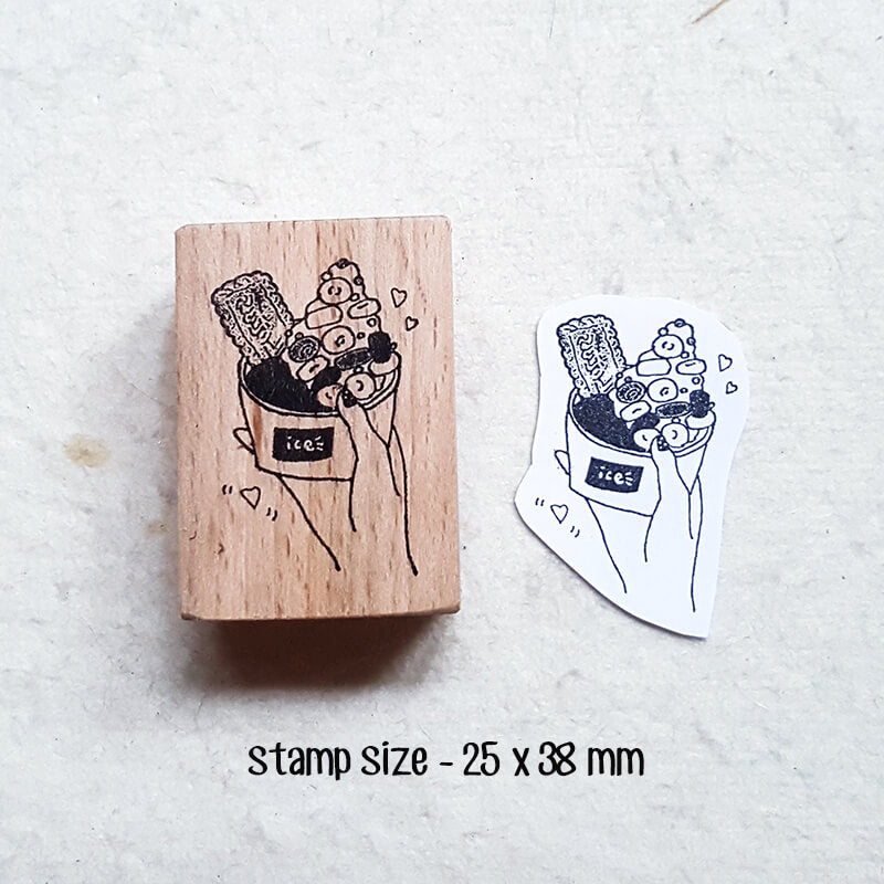 I Love Ice Cream Scrapbooking Wooden Stamp