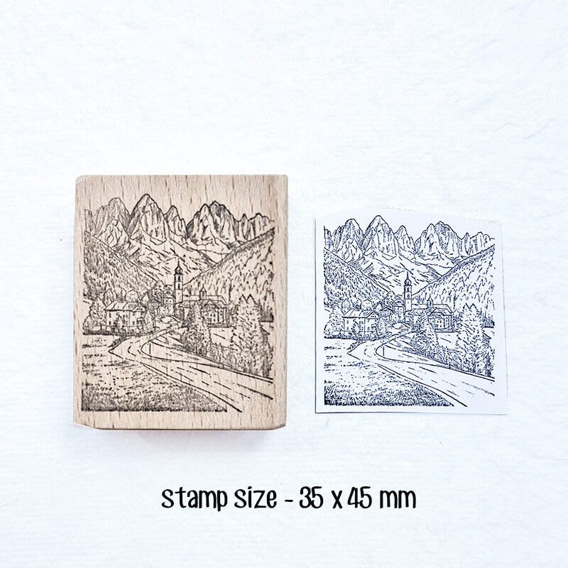 Wanderlust Alpine Mountain Hiking Travelogue (1) Scrapbooking Wooden Stamp