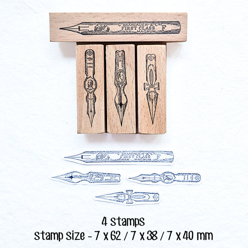 Fountain Pen Nibs Ink Bottle Scrapbooking Wooden Stamp