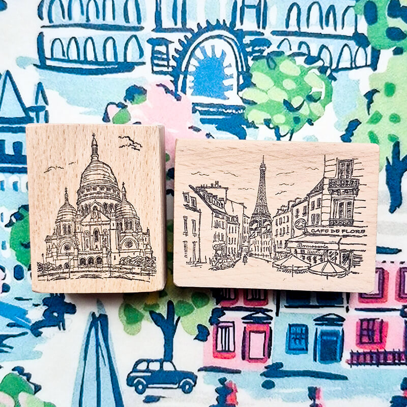 European Getaway Adventure Travelogue Scrapbooking Wooden Stamp