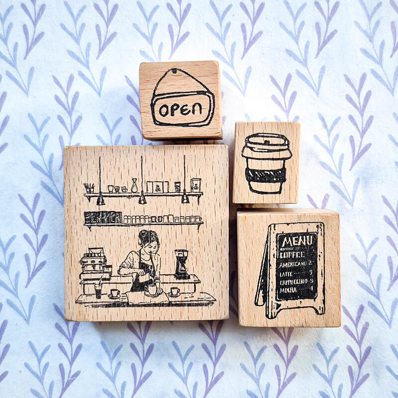 Daily Life Cats Books Coffee Scrapbooking Wooden Stamp