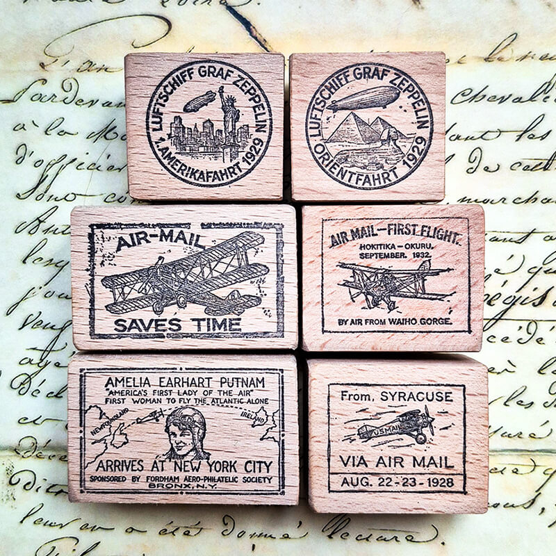 Commemorative 1st Flight Air Mail Postmarks Scrapbooking Wooden Stamp