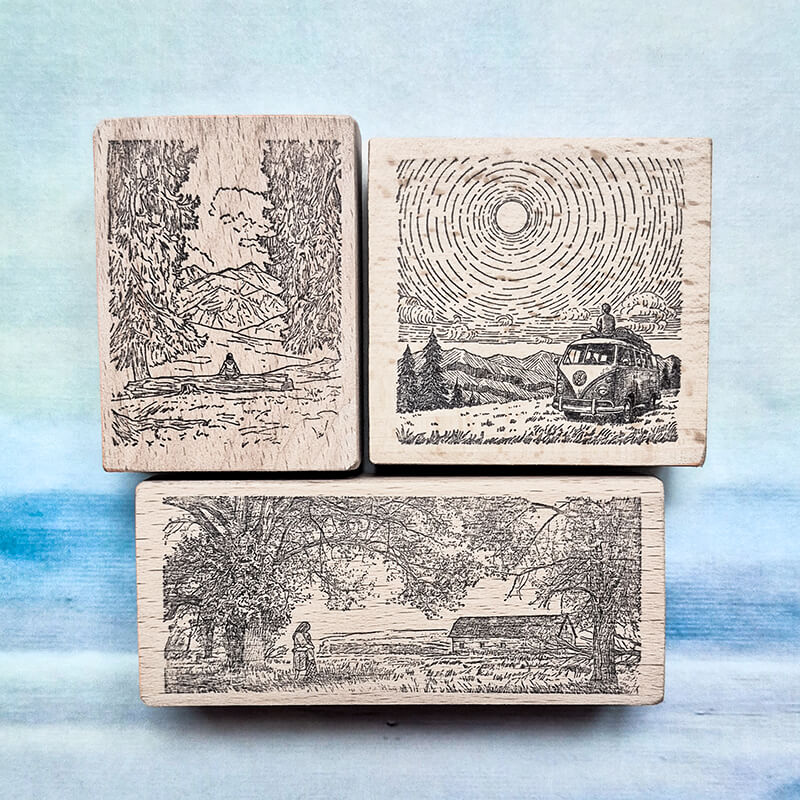 Wanderlust Road Trip Hiking Travelogue Scrapbooking Wooden Stamp