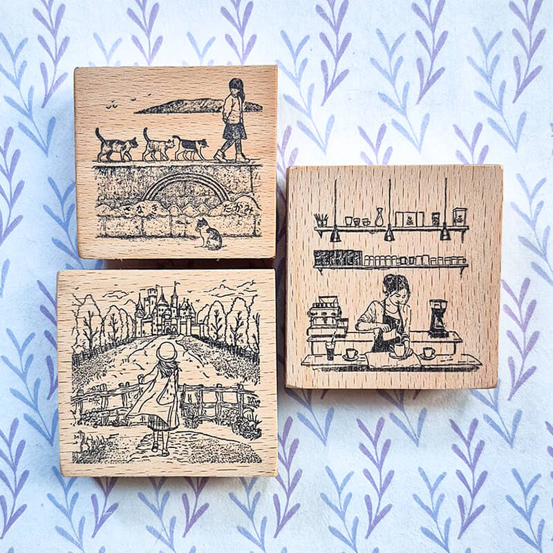 Daily Life Travelogue Scrapbooking Wooden Stamp