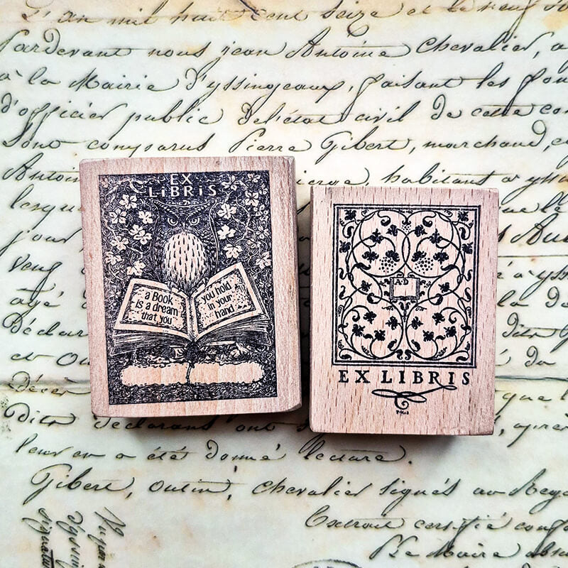 Bookplate Ex Libris Library Book Lovers Scrapbooking Wooden Stamp
