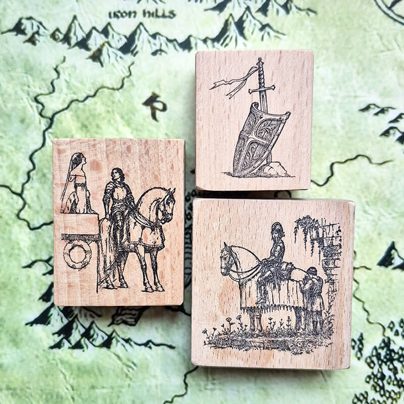 Wizard & Knight, Dungeons & Dragons Fantasy World Scrapbooking Stamp
