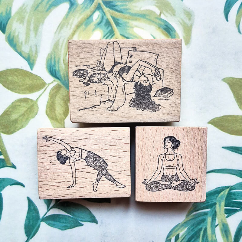 Namaste Yoga Journal Workout Scrapbooking Wooden Stamp