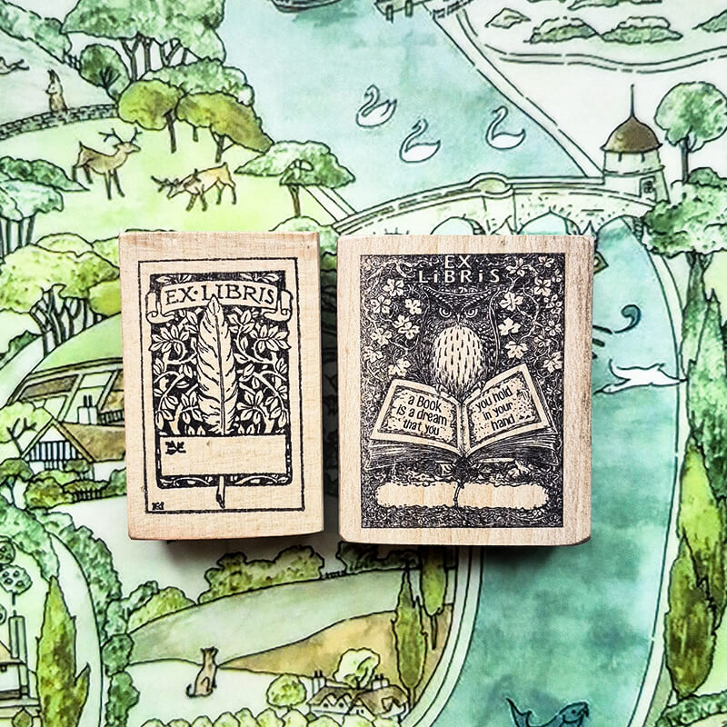 Bookplate Ex Libris Library Book Lovers Scrapbooking Wooden Stamp