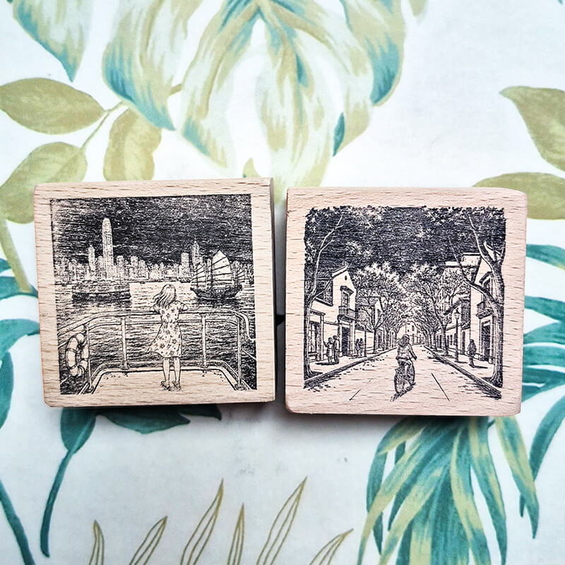 Adventure China Travelogue Scrapbooking Wooden Stamp