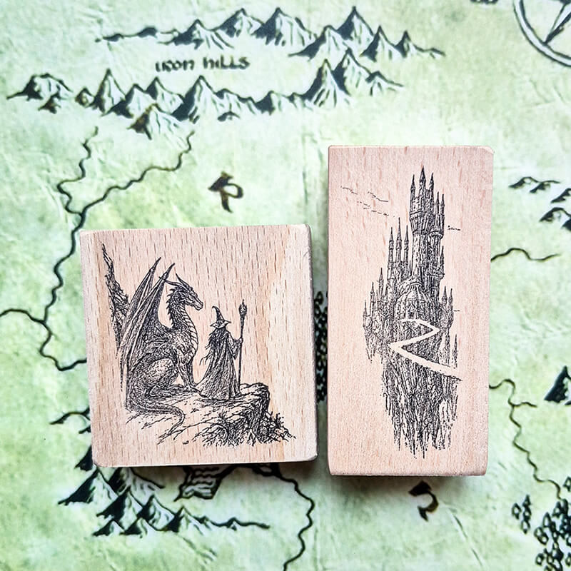 Wizard & Knight, Dungeons & Dragons Fantasy World Scrapbooking Stamp